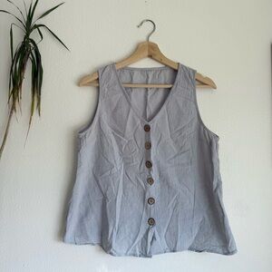 Blue Buttoned Tank Top